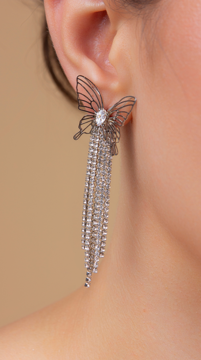 ARETES LEA MARIPOSA PLATEADO